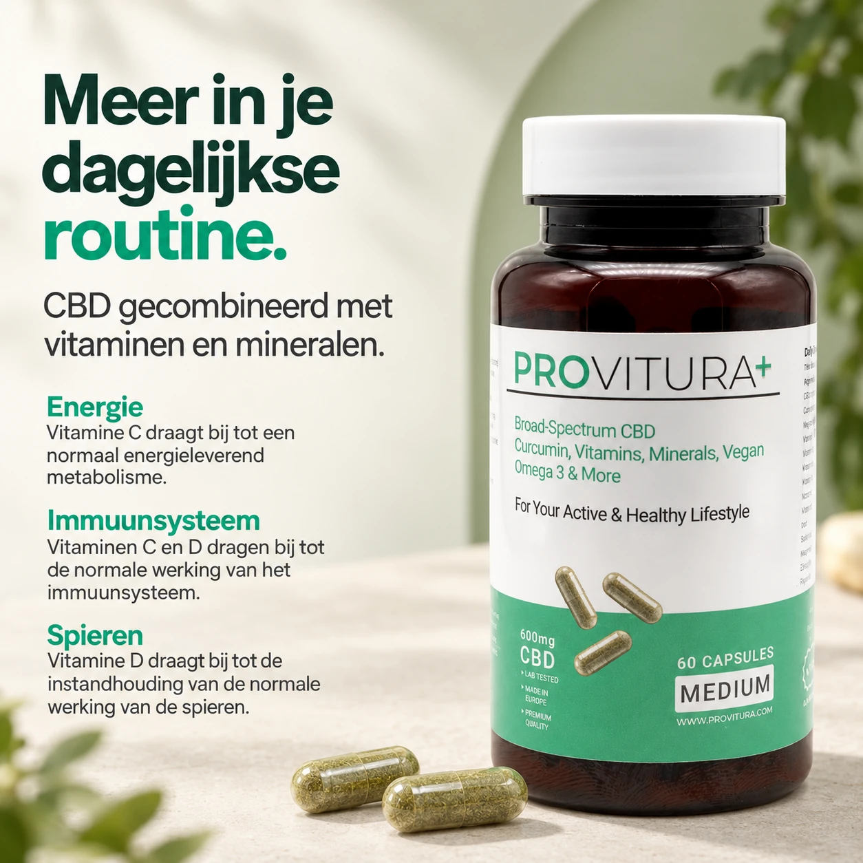 Meer in je dagelijkse routine. CBD gecombineerd met vitaminen en mineralen. — Medium